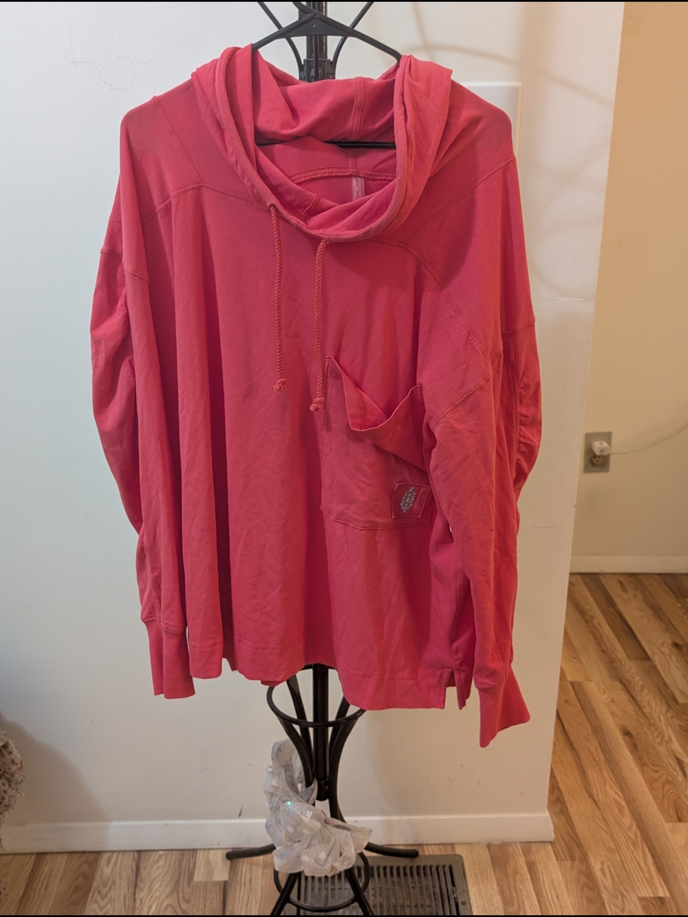 FP Movement by Free People Coral Pink Hooded Pocket Sweatshirt Size Large